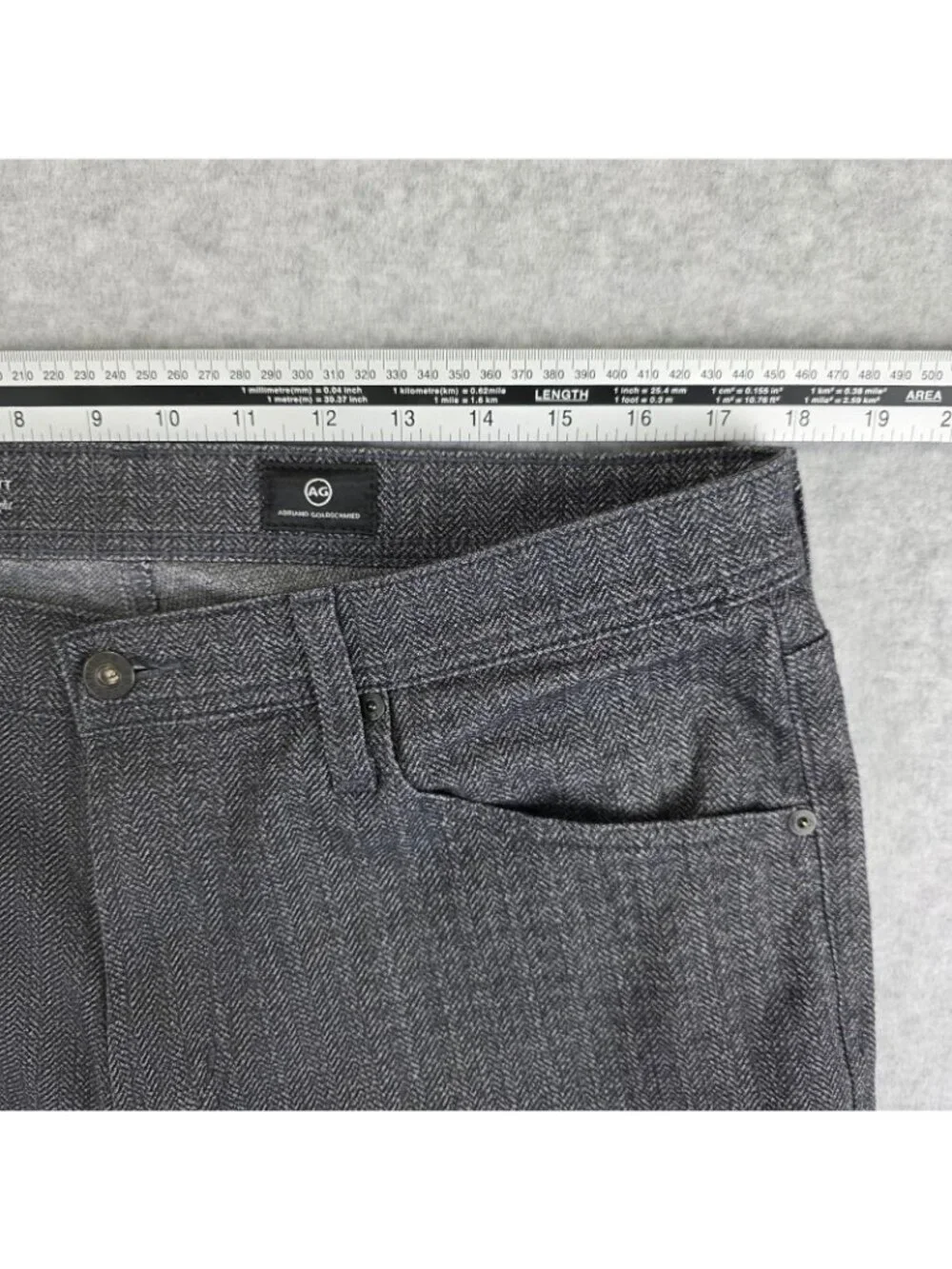 AG Adriano Goldschmied Everett Pants Mens 34x34 Gray Herringbone Slim Straight